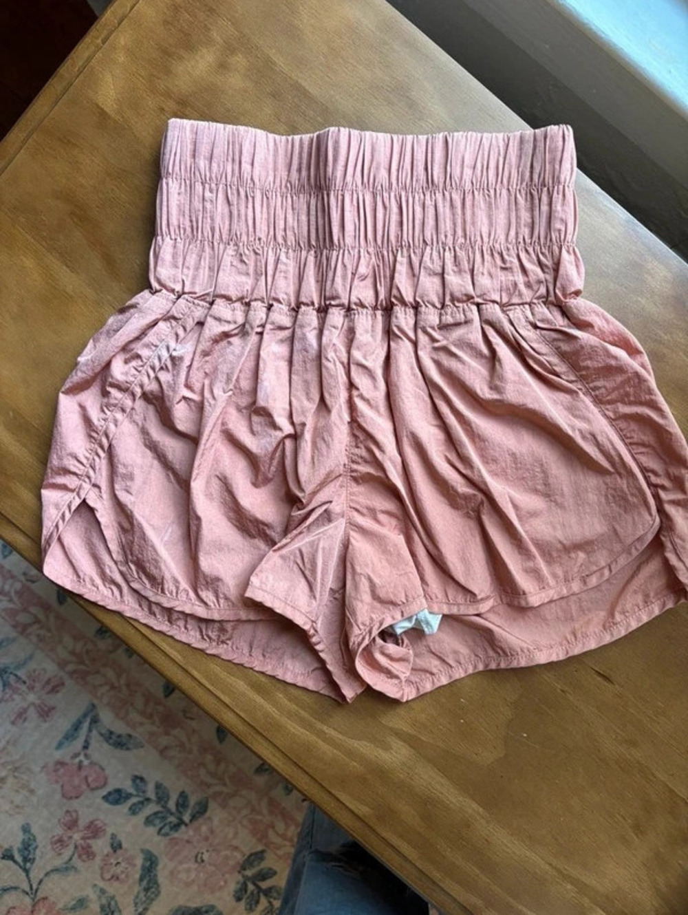 FP Movement The Way Home Shorts XS Dusty Rose Pink Smocked Running Shorts